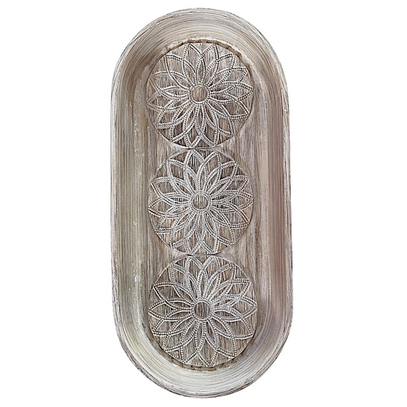 BINO Ceramic Decorative Tray 12”x 5.5” Vanity Floral Design - Picture 1 of 5